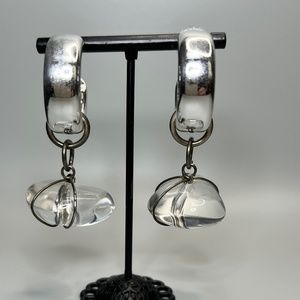 Silver Hoops with Clear Accent Stone